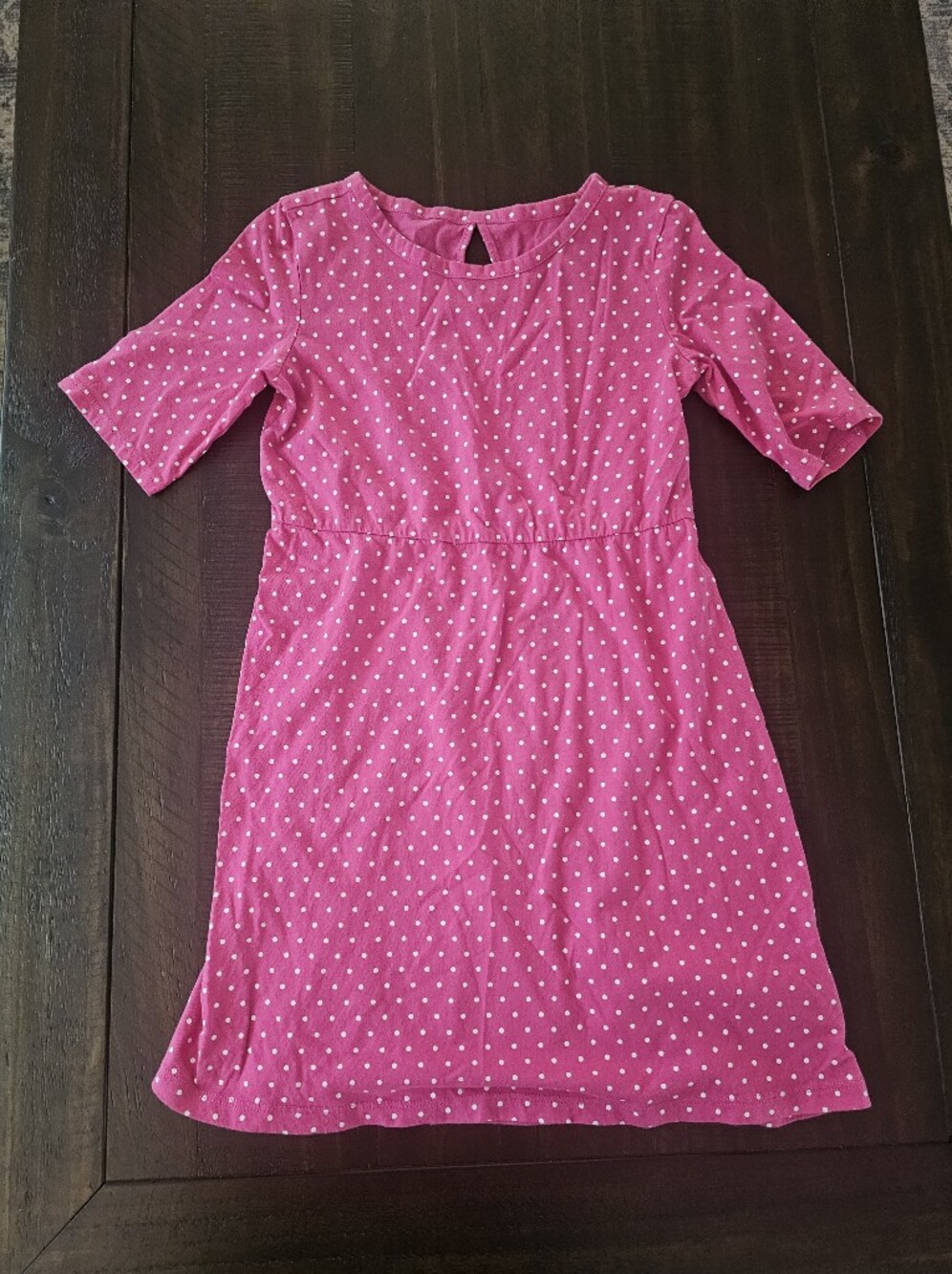Girls Pink Dress With White Polka Dots